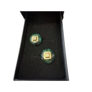Authentic Vintage Gucci cuff links*BEAUTIFUL Luxury history! Green & Gold